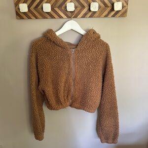 Plush Tan Sherpa Zip-Up Jacket